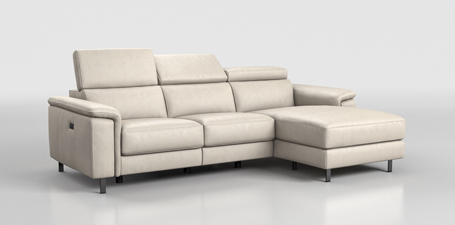 Luzzano - corner sofa with 1 electric recliner - right peninsula